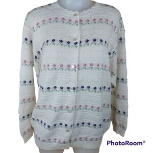 Vintage AVON Knit Button Up Sweater Cardigan Made In Canada Size Large